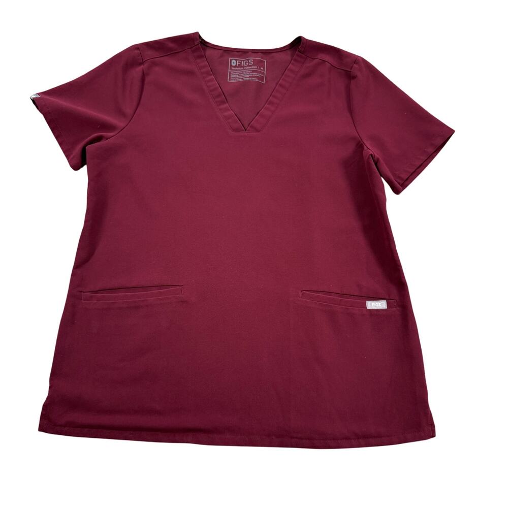 FIGS FW1100 Womens Scrub Top Medium Burgundy Technical Tailored Fit